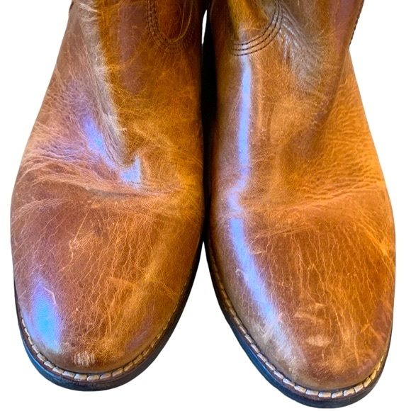 Vince Camuto sz 8 Maxon Caramel Leather Women's Ankle Western Boots Distressed - Picture 4 of 9